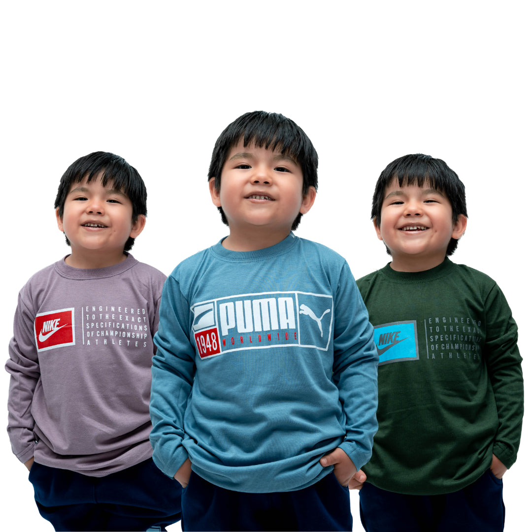 🔥PACK SORPRESA x 3 MANGA LARGA KIDS- 1 Pack x S/19.50
